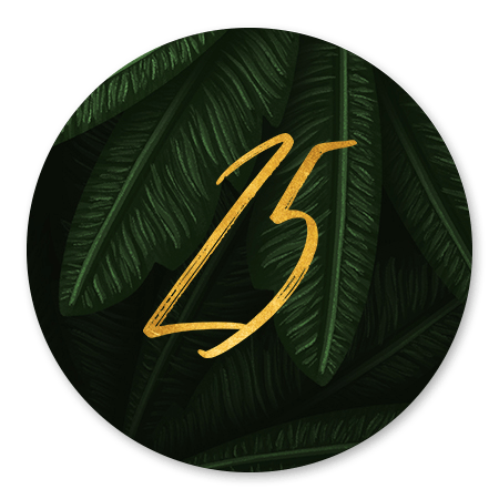 Jungle bladeren met gouden '25'